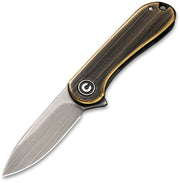 Civivi Mini Elementum Presentation Side: Black Hand Rubbed Brass Handle; Lock Side: Gray Hand Rubbed Brass presentation side; Stainless Steel lock side (1.83" Gray Hand Rubbed 14C28N) Folding Knife [C18062Q-1] - product view 1