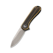 Civivi Mini Elementum Presentation Side: Black Hand Rubbed Brass Handle; Lock Side: Gray Hand Rubbed Brass presentation side; Stainless Steel lock side (1.83" Gray Hand Rubbed 14C28N) Folding Knife [C18062Q-1] - product view 5