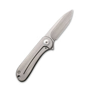 Civivi Mini Elementum Presentation Side: Black Hand Rubbed Brass Handle; Lock Side: Gray Hand Rubbed Brass presentation side; Stainless Steel lock side (1.83" Gray Hand Rubbed 14C28N) Folding Knife [C18062Q-1] - product view 6