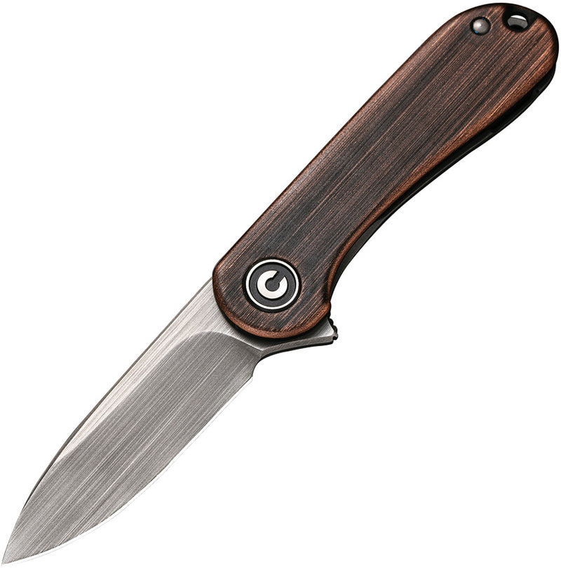 Civivi Mini Elementum Presentation Side: Black Hand Rubbed Copper Handle; Lock Side: Gray Hand Rubbed" Copper presentation side; Stainless Steel lock side (1.83" Gray Hand Rubbed 14C28N) Folding Knife [C18062Q-2] - product view 1