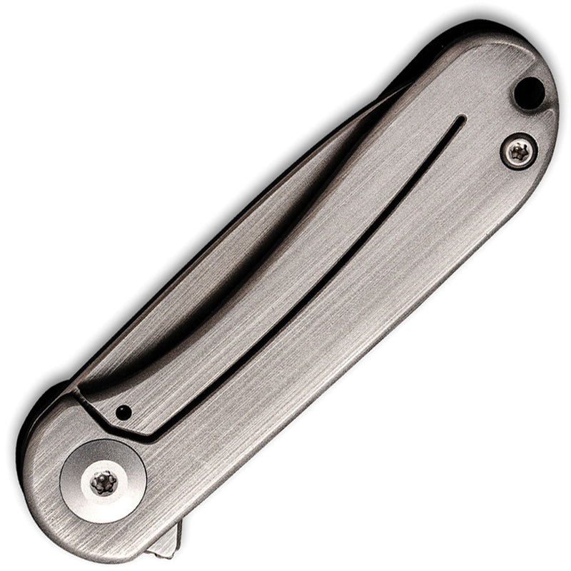 Civivi Mini Elementum Presentation Side: Black Hand Rubbed Copper Handle; Lock Side: Gray Hand Rubbed" Copper presentation side; Stainless Steel lock side (1.83" Gray Hand Rubbed 14C28N) Folding Knife [C18062Q-2] - product view 2