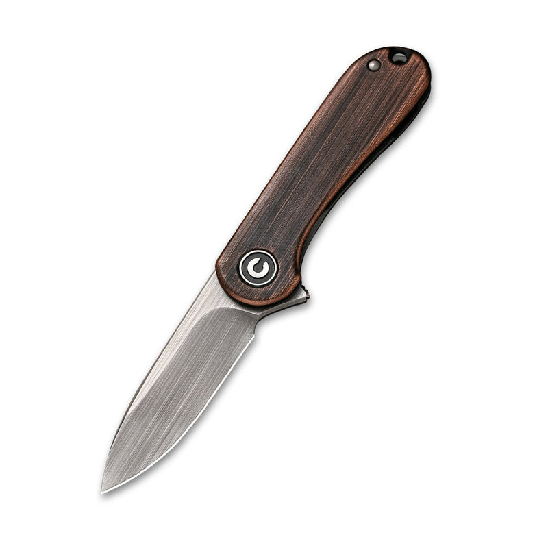 Civivi Mini Elementum Presentation Side: Black Hand Rubbed Copper Handle; Lock Side: Gray Hand Rubbed" Copper presentation side; Stainless Steel lock side (1.83" Gray Hand Rubbed 14C28N) Folding Knife [C18062Q-2] - product view 5