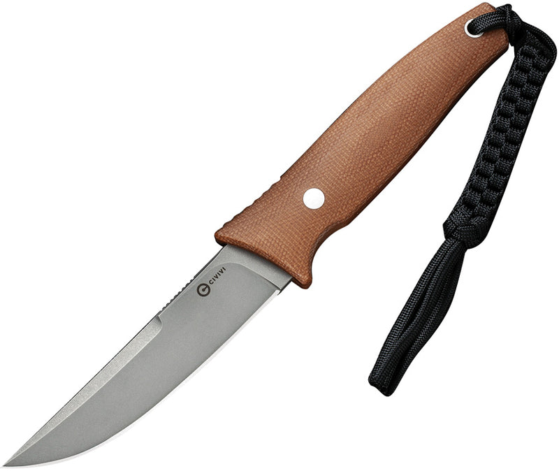 Civivi Tamashii Brown Micarta (4.07" Gray Stonewash D2) Fixed Blade Knife [ C19046-5] - product view 1