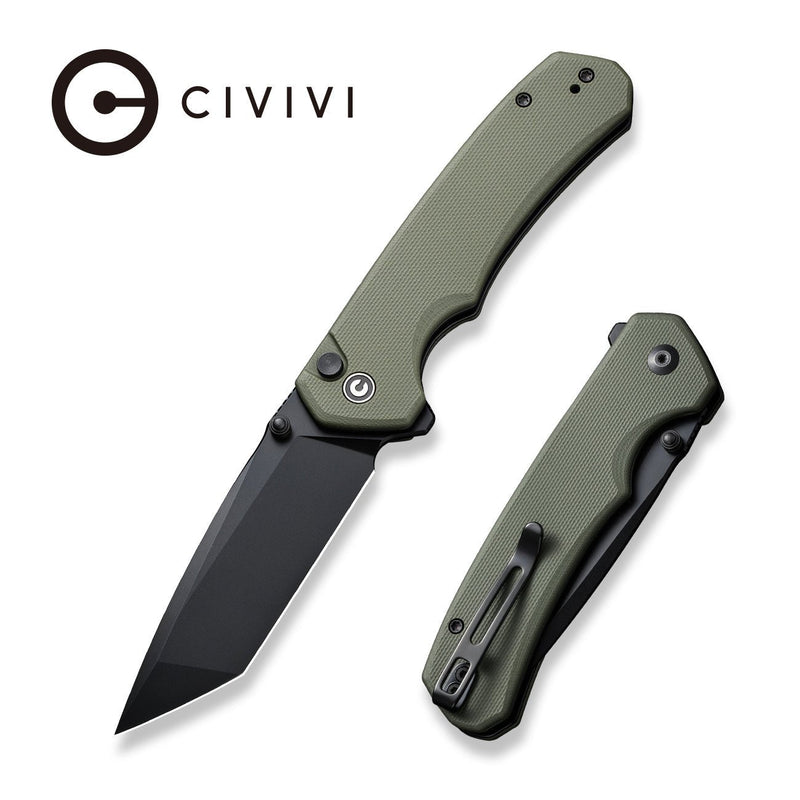 Civivi Button Lock Brazen OD Green G10 (3.46" Black 14C28N) Folding Knife [C19059C-2] - product view 2