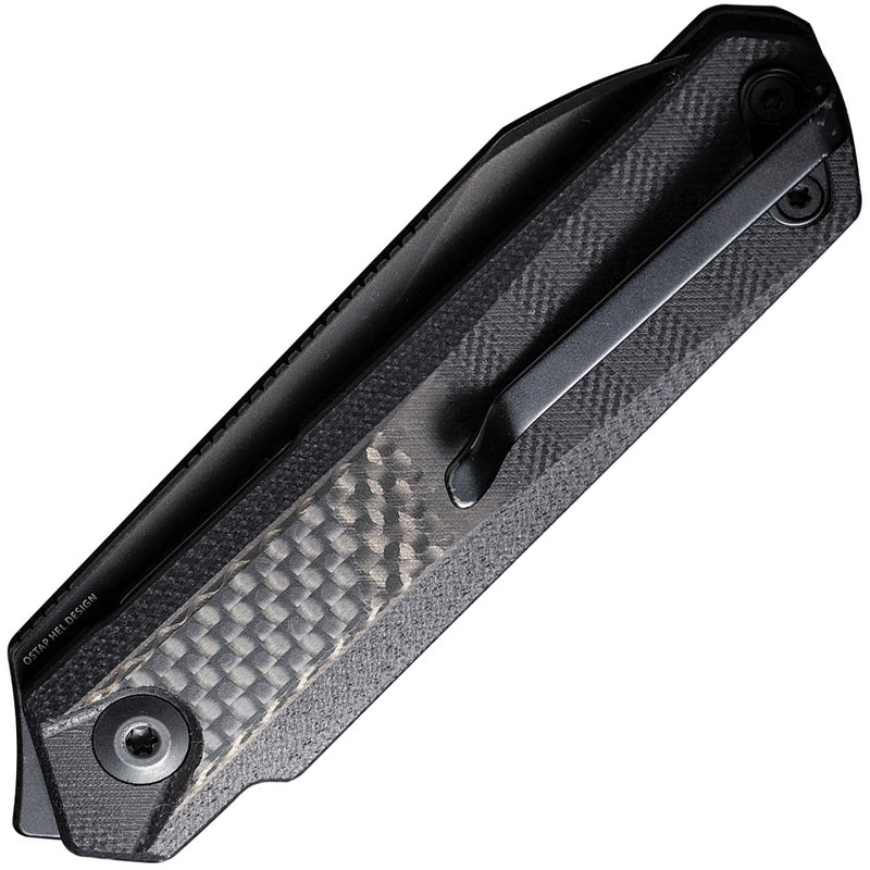 Civivi Ki-V Plus Twill Carbon Fiber Overlay On Black G10 (2.52" Black Stonewashed Nitro-V) Folding Knife [ C20005B-3] - product view 2