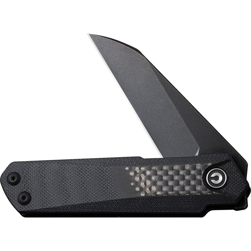 Civivi Ki-V Plus Twill Carbon Fiber Overlay On Black G10 (2.52" Black Stonewashed Nitro-V) Folding Knife [ C20005B-3] - product view 4