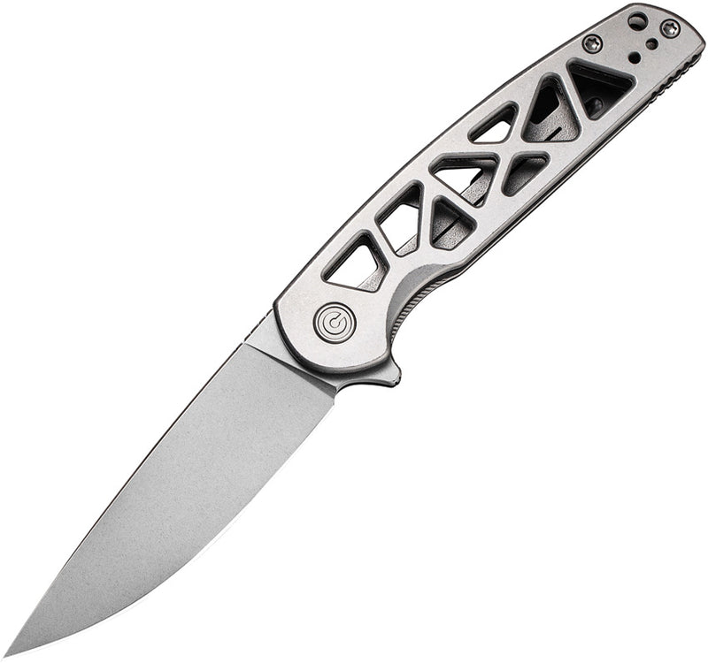 Civivi Perf Plain Stainless Steel (3.12" Stonewashed Nitro-V) Folding Knife [C20006-A] - product view 1