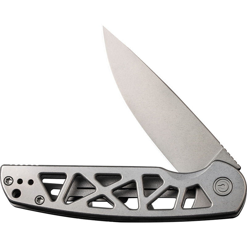 Civivi Perf Plain Stainless Steel (3.12" Stonewashed Nitro-V) Folding Knife [C20006-A] - product view 4