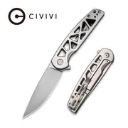 Civivi Perf Plain Stainless Steel (3.12" Stonewashed Nitro-V) Folding Knife [C20006-A] - product view 6