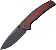 Civivi Teraxe Black, Burgundy Stainless Steel With G10 Inlay (3.48" Black Stonewashed Nitro-V) Folding Knife [C20036-1] - product view 1