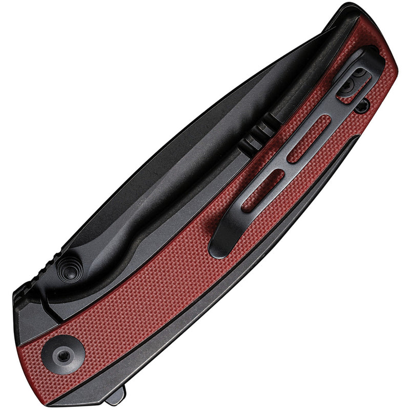 Civivi Teraxe Black, Burgundy Stainless Steel With G10 Inlay (3.48" Black Stonewashed Nitro-V) Folding Knife [C20036-1] - product view 2