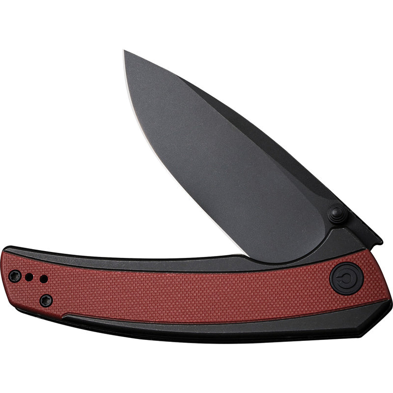 Civivi Teraxe Black, Burgundy Stainless Steel With G10 Inlay (3.48" Black Stonewashed Nitro-V) Folding Knife [C20036-1] - product view 4