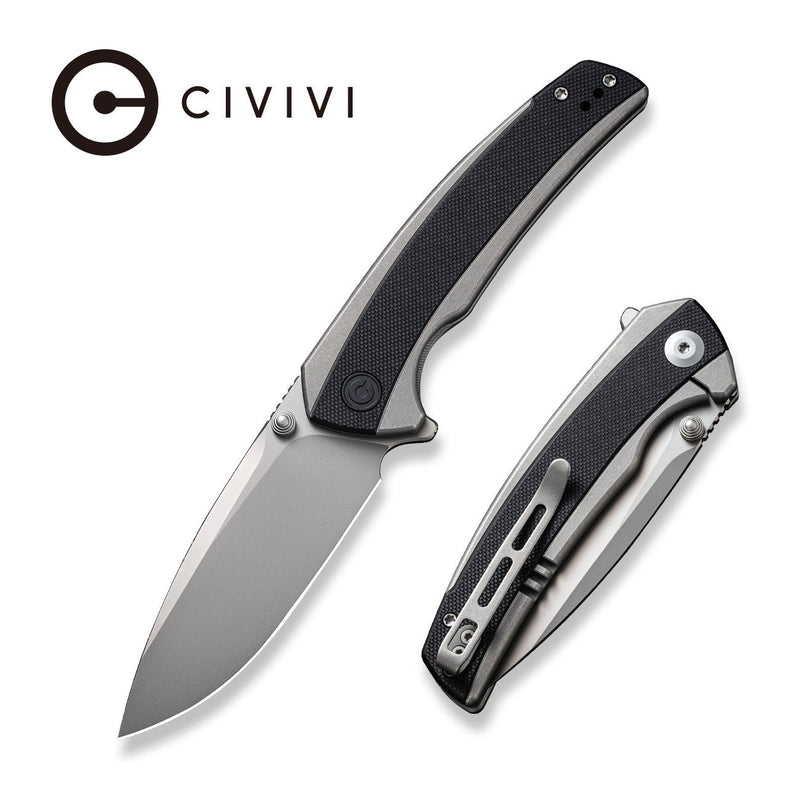Civivi Teraxe Gray, Black Stainless Steel With G10 Inlay (3.48" Silver Bead Blasted Nitro-V) Folding Knife [C20036-3] - product view 6
