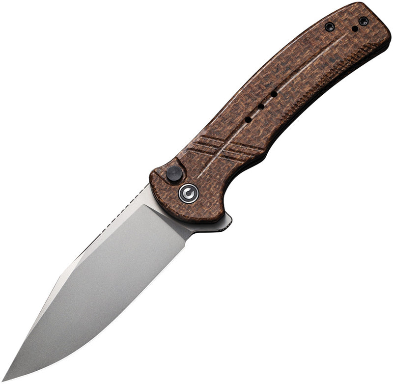Civivi Cogent Brown Micarta Coarse (3.47" Silver Bead Blasted 14C28N) Folding Knife [C20038D-6] - product view 1
