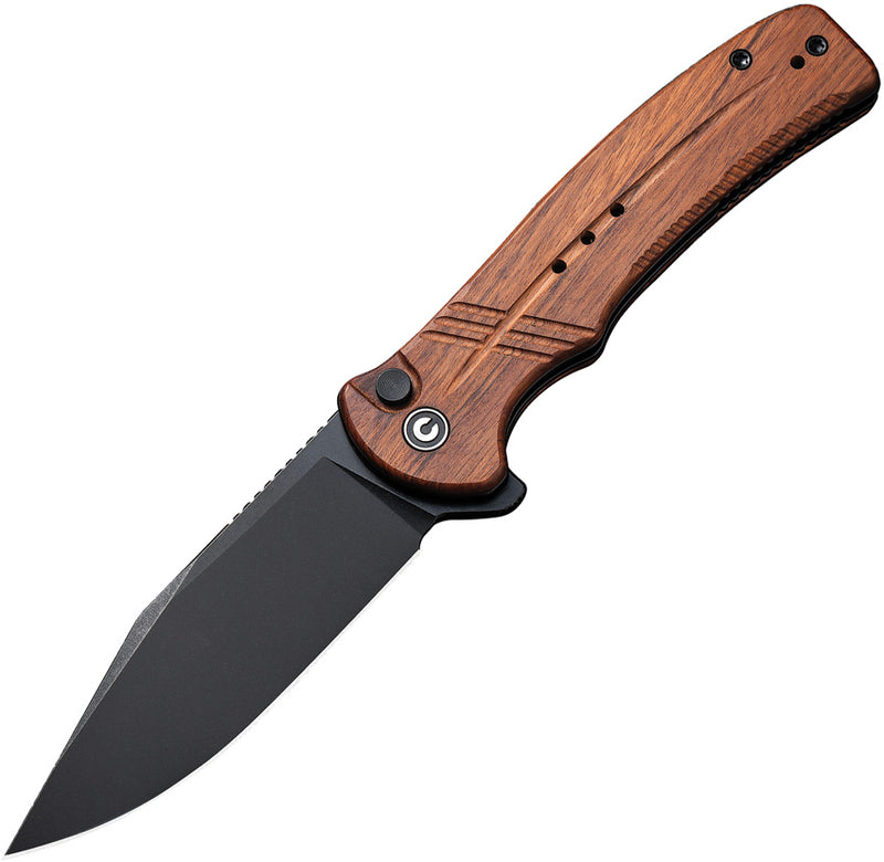 Civivi Cogent Guibourtia Wood (3.47" Black Stonewashed 14C28N) Folding Knife [ C20038D-8] - product view 1