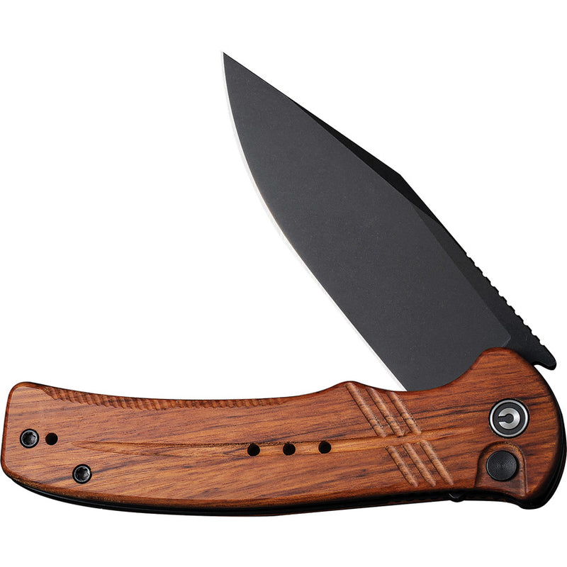 Civivi Cogent Guibourtia Wood (3.47" Black Stonewashed 14C28N) Folding Knife [ C20038D-8] - product view 2
