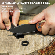 Civivi Cogent Guibourtia Wood (3.47" Black Stonewashed 14C28N) Folding Knife [ C20038D-8] - product view 6