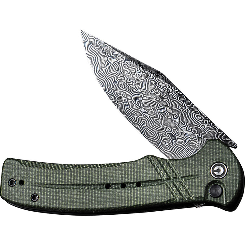 Civivi Cogent Green Micarta (3.47" Black Hand Rubbed Damascus) Folding Knife [C20038D-DS1] - product view 4