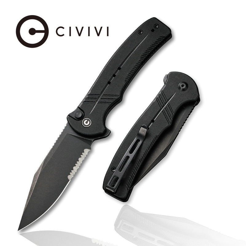 Civivi Cogent Black G10 (3.47" Black Stonewashed 14C28N) Folding Knife [C20038E1] - product view 6
