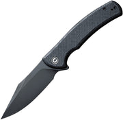 Civivi Sinisys Black Coarse G10 presentation side; Stainless Steel lock side (3.7" Black Stonewashed 14C28N) Folding Knife [C20039-1] - product view 1