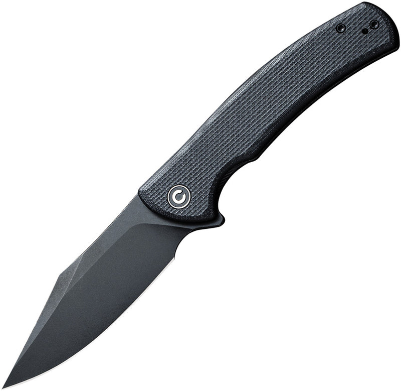 Civivi Sinisys Black Coarse G10 presentation side; Stainless Steel lock side (3.7" Black Stonewashed 14C28N) Folding Knife [C20039-1] - product view 1