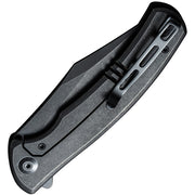 Civivi Sinisys Black Coarse G10 presentation side; Stainless Steel lock side (3.7" Black Stonewashed 14C28N) Folding Knife [C20039-1] - product view 2