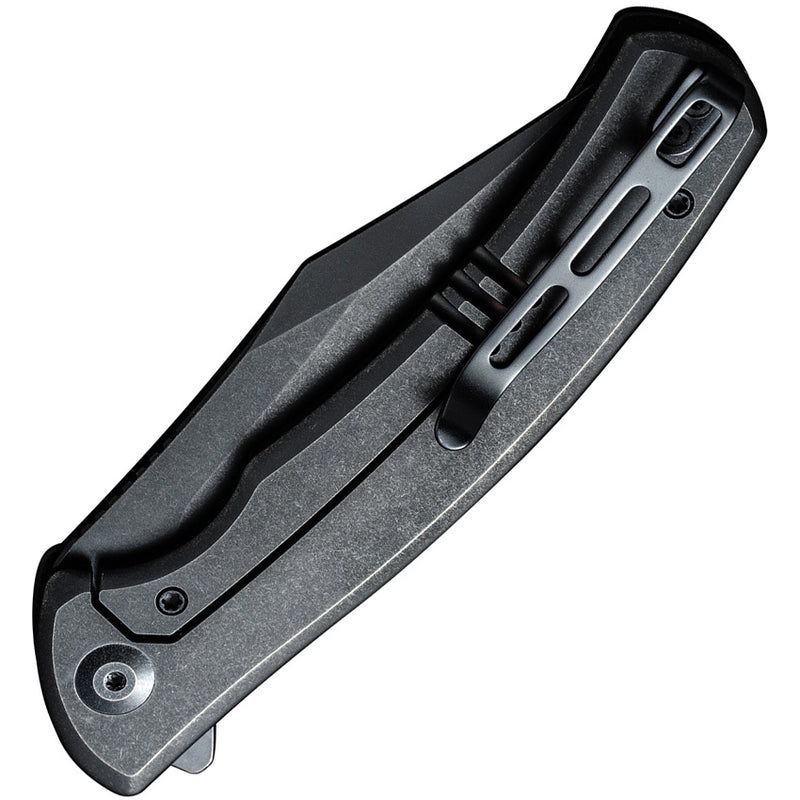 Civivi Sinisys Black Coarse G10 presentation side; Stainless Steel lock side (3.7" Black Stonewashed 14C28N) Folding Knife [C20039-1] - product view 2