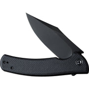 Civivi Sinisys Black Coarse G10 presentation side; Stainless Steel lock side (3.7" Black Stonewashed 14C28N) Folding Knife [C20039-1] - product view 4