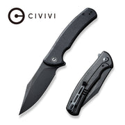 Civivi Sinisys Black Coarse G10 presentation side; Stainless Steel lock side (3.7" Black Stonewashed 14C28N) Folding Knife [C20039-1] - product view 6