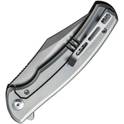Civivi Sinisys Brown, Plain Burlap Micarta presentation side; Stainless Steel lock side (3.7" Silver Bead Blasted 14C28N) Folding Knife [C20039-2] - product view 2