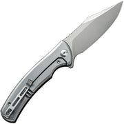 Civivi Sinisys Brown, Plain Burlap Micarta presentation side; Stainless Steel lock side (3.7" Silver Bead Blasted 14C28N) Folding Knife [C20039-2] - product view 5