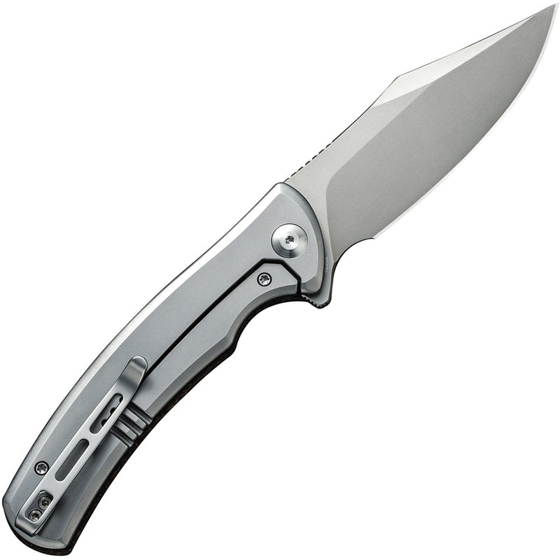 Civivi Sinisys Brown, Plain Burlap Micarta presentation side; Stainless Steel lock side (3.7" Silver Bead Blasted 14C28N) Folding Knife [C20039-2] - product view 5