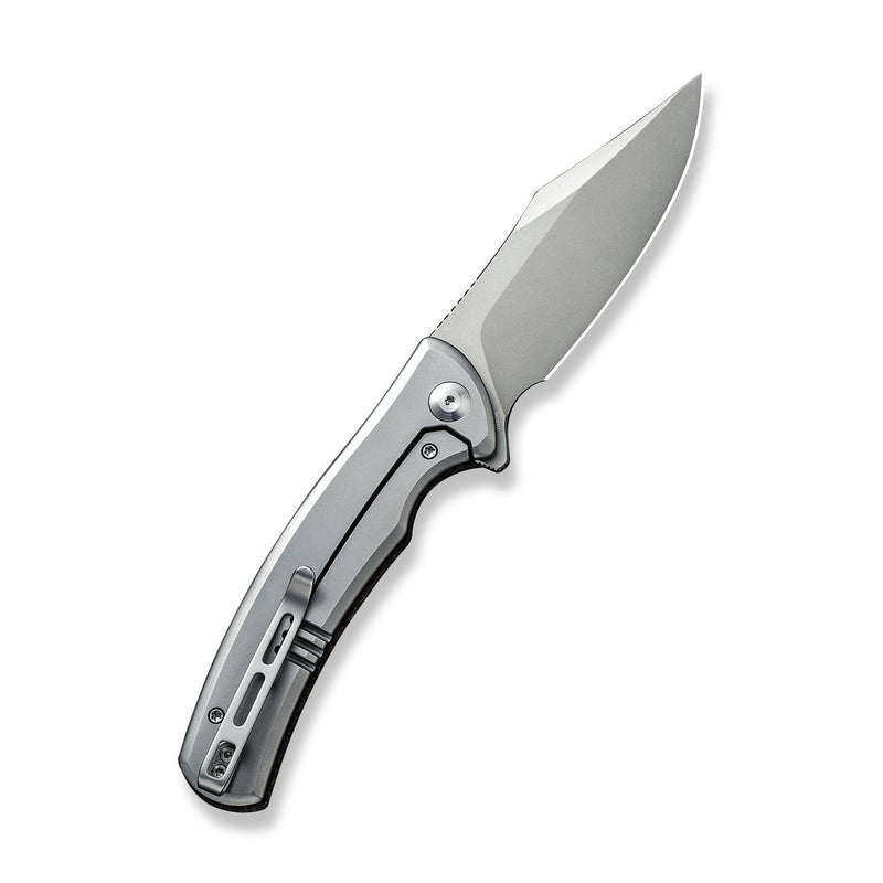 Civivi Sinisys Brown, Plain Burlap Micarta presentation side; Stainless Steel lock side (3.7" Silver Bead Blasted 14C28N) Folding Knife [C20039-2] - product view 7