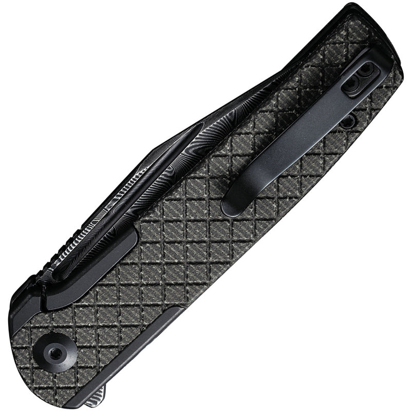 Civivi Cachet Black, Dark Green Stainless Steel With Canvas Micarta Inlay (3.48" Black Hand Rubbed Damascus) Folding Knife [C20041B-DS1] - product view 2