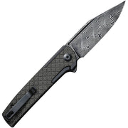 Civivi Cachet Black, Dark Green Stainless Steel With Canvas Micarta Inlay (3.48" Black Hand Rubbed Damascus) Folding Knife [C20041B-DS1] - product view 4