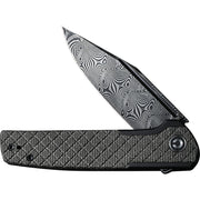 Civivi Cachet Black, Dark Green Stainless Steel With Canvas Micarta Inlay (3.48" Black Hand Rubbed Damascus) Folding Knife [C20041B-DS1] - product view 5