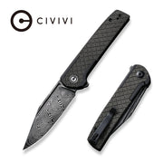 Civivi Cachet Black, Dark Green Stainless Steel With Canvas Micarta Inlay (3.48" Black Hand Rubbed Damascus) Folding Knife [C20041B-DS1] - product view 6