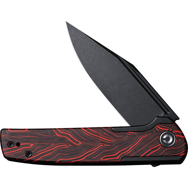 Civivi Cachet Black, Red Stainless Steel With G10 Inlay (3.48" Black Stonewashed 14C28N) Folding Knife [C20041C-1] - product view 5