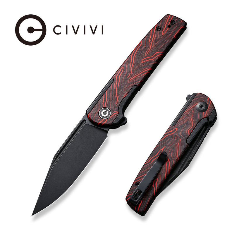 Civivi Cachet Black, Red Stainless Steel With G10 Inlay (3.48" Black Stonewashed 14C28N) Folding Knife [C20041C-1] - product view 6