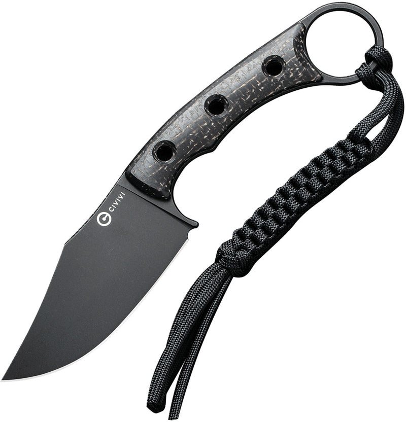 Civivi Midwatch Black Burlap Micarta (3.39" Black Stonewashed Bohler N690) Fixed Blade Knife [C20059B-1] - product view 1
