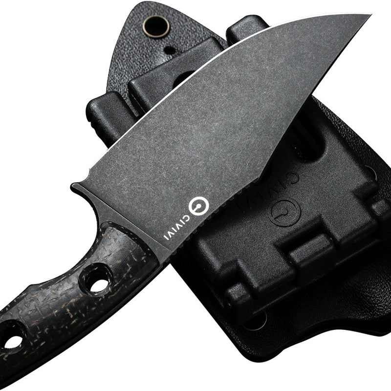 Civivi Midwatch Black Burlap Micarta (3.39" Black Stonewashed Bohler N690) Fixed Blade Knife [C20059B-1] - product view 5