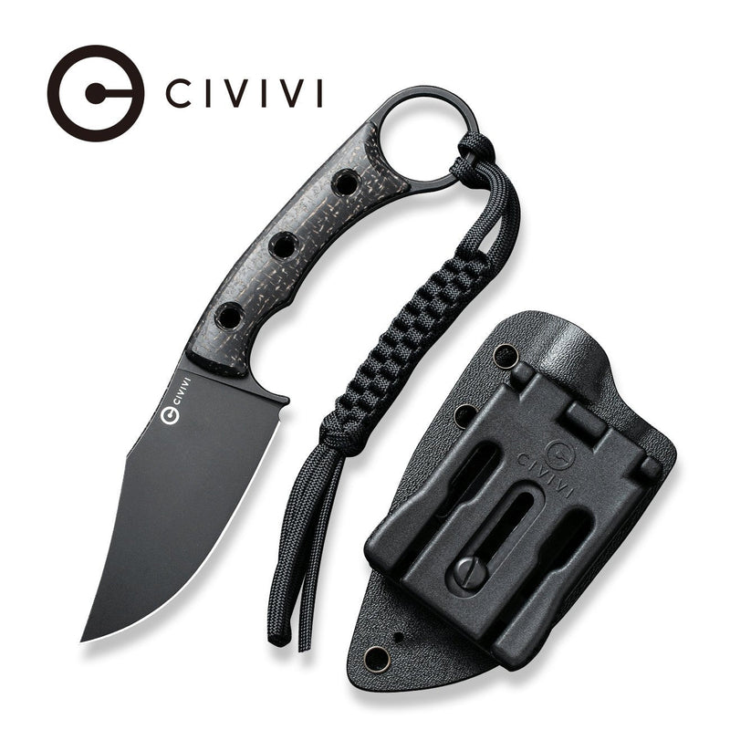 Civivi Midwatch Black Burlap Micarta (3.39" Black Stonewashed Bohler N690) Fixed Blade Knife [C20059B-1] - product view 7