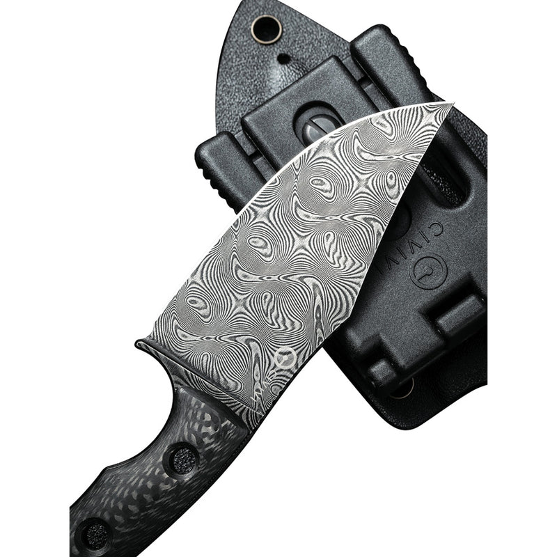Civivi Midwatch Carbon fiber (3.38" Damascus steel) Fixed Blade Knife [ C20059BDS1] - product view 5