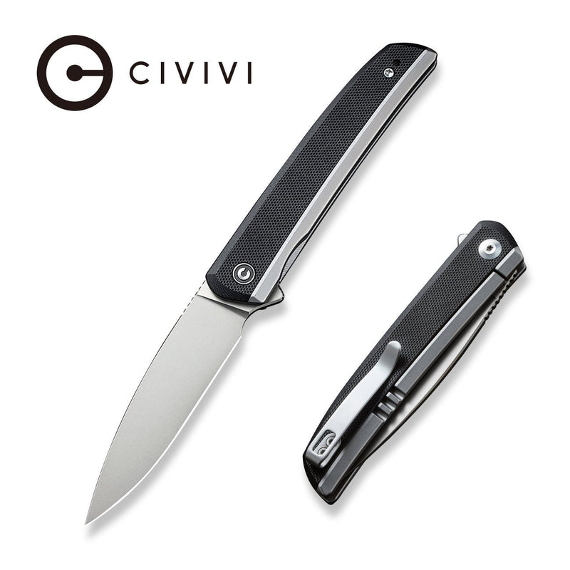 Civivi Savant Plain, Black Stainless Steel With G10 Inlay (3.47" Silver Bead Blasted 14C28N) Folding Knife [ C20063B-2] - product view 3