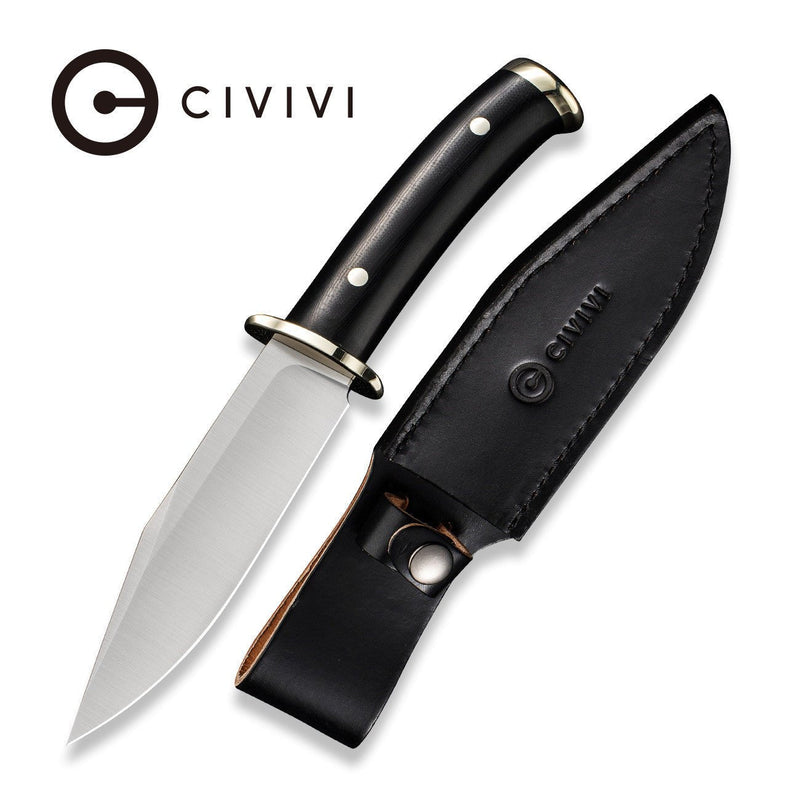 Civivi Teton Tickler Black / Polished G10 / Nickel-Silver Guard&Pommel (5.45" Satin D2) Folding Knife [C20072-1] - product view 6