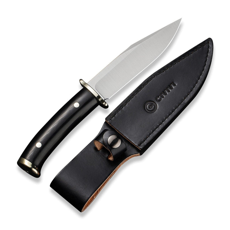 Civivi Teton Tickler Black / Polished G10 / Nickel-Silver Guard&Pommel (5.45" Satin D2) Folding Knife [C20072-1] - product view 7