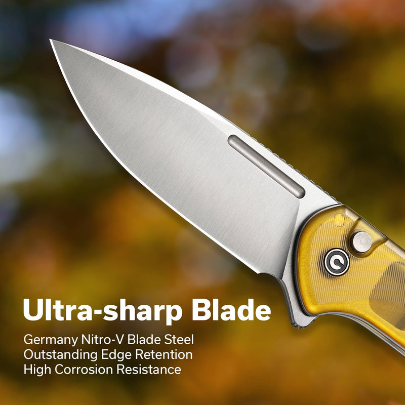 Civivi Conspirator Polished Ultem (3.48" Satin Finished Nitro-V) Folding Knife [C21006-5] - product view 7