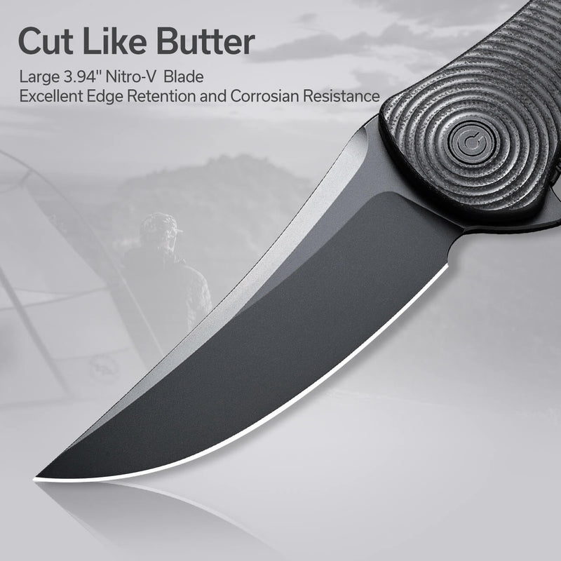 Civivi Synergy4 Black G10 (3.94" Black Nitro-V) Folding Knife [ C21018A-1] - product view 5