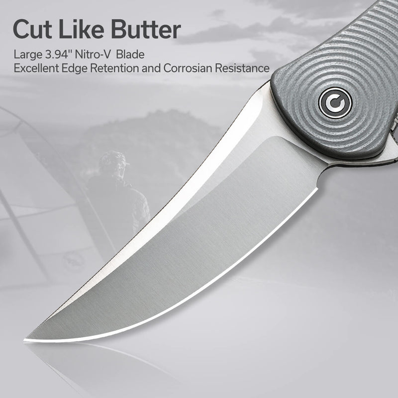 Civivi Synergy4 Gray G10 (3.94" Satin Finished Nitro-V) Folding Knife [ C21018A-2] - product view 5