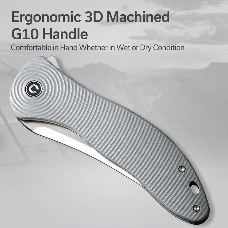 Civivi Synergy4 Gray G10 (3.94" Satin Finished Nitro-V) Folding Knife [ C21018A-2] - product view 6